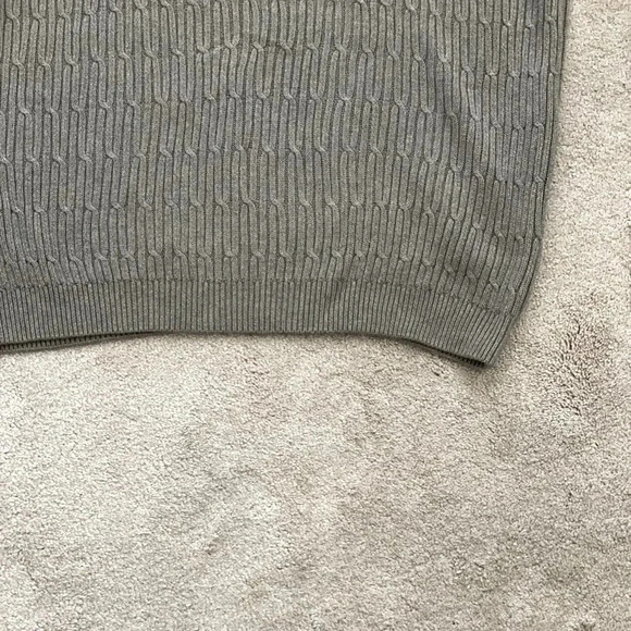 IZOD MUTED OLIVE GREEN V NECK CABLE KNIT SWEATER SIZE XXL - Picture 4 of 11